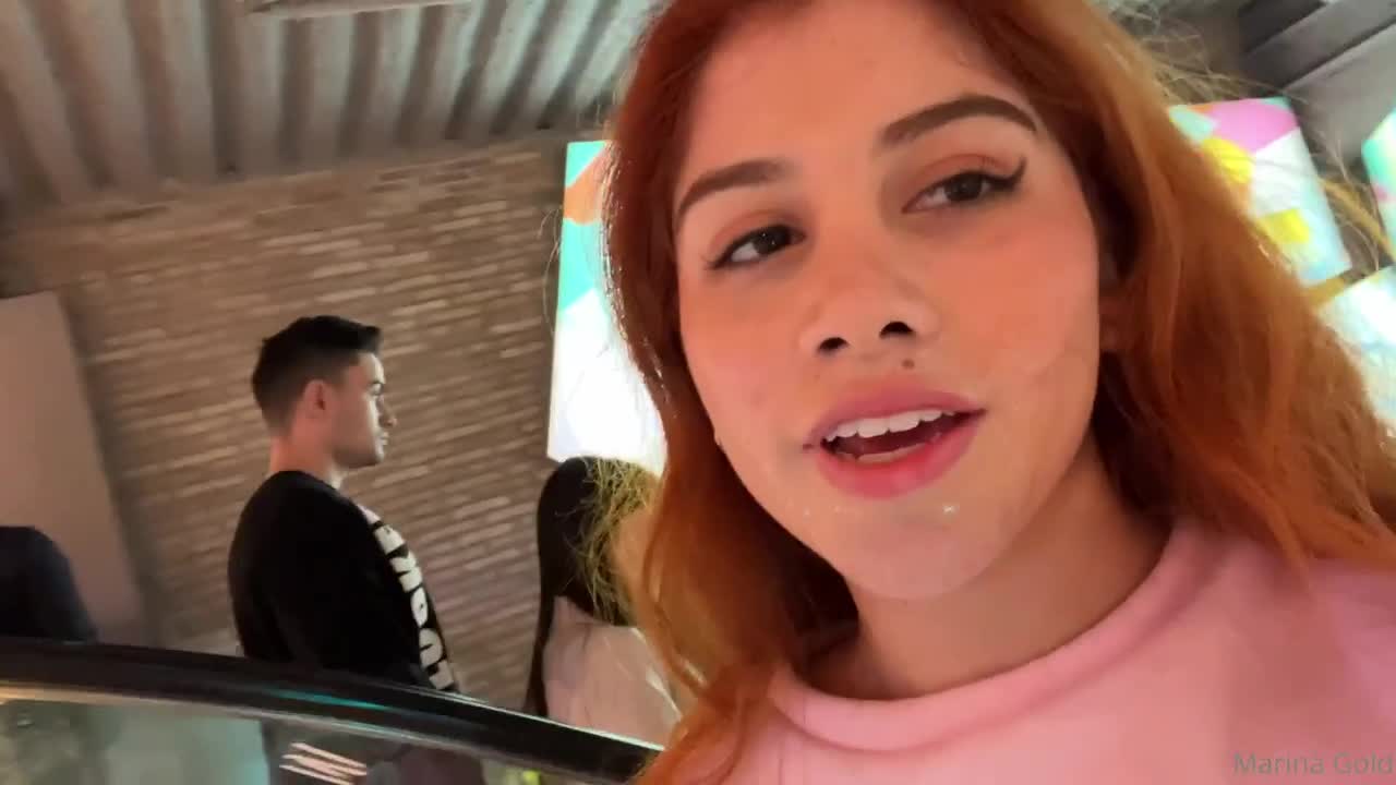 Marina Gold Cumwalk In The Street And Mall